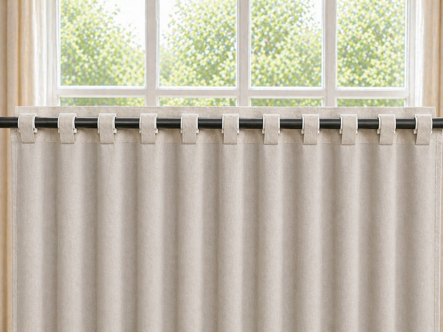 Curtain gliding effortlessly with SilkSlide clips — perfect pleats